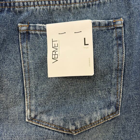 Vervet Denim Skirt Women's L Blue Claudia Raw Hem Mini Skirt Preppy Summer NWT - Picture 3 of 9